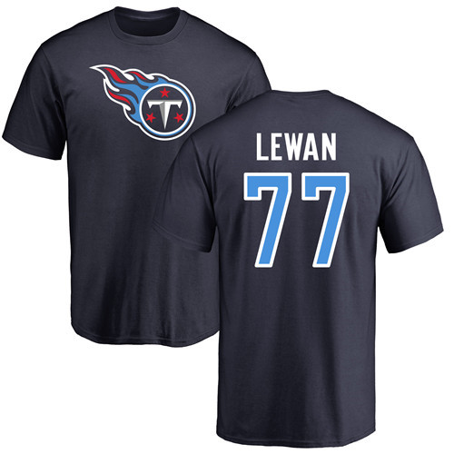 Tennessee Titans Men Navy Blue Taylor Lewan Name and Number Logo NFL Football #77 T Shirt->women nfl jersey->Women Jersey